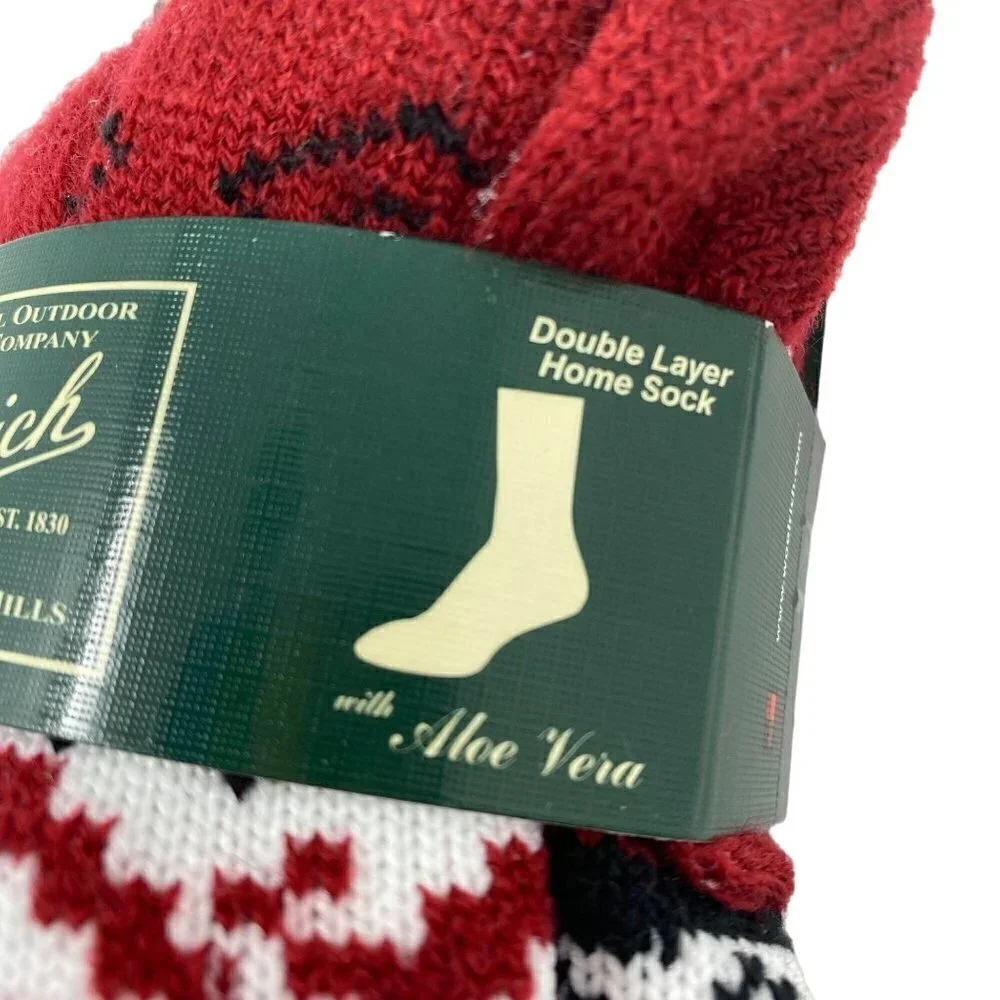Woolrich Aloe-Infused Double-Layer Patterned Crew Socks One Size